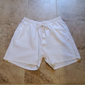 Woman Plus Size white linen shorts by Roaman's